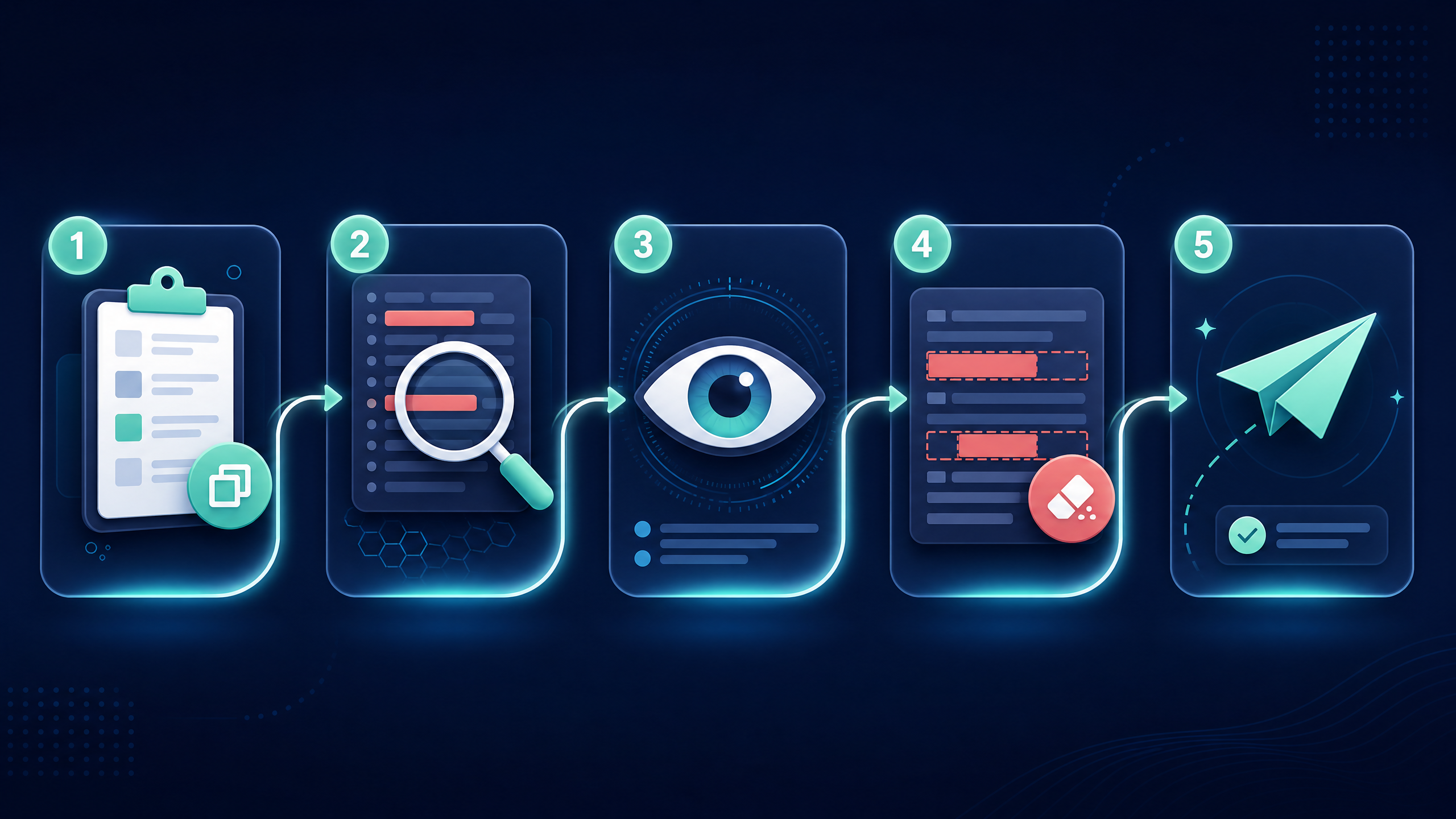 Five-step AI prompt safety habit: Copy, Detect, Review, Remove, Send
